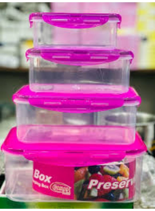 Premium 4-in-1 Airtight Refrigerator Storage Box Set | 4 Pcs Multi-Size Food Containers with Lids | Space-Saving Nesting Design | BPA-Free & Microwave Safe | Perfect for Meal Prep & Food Preservation - Image 3